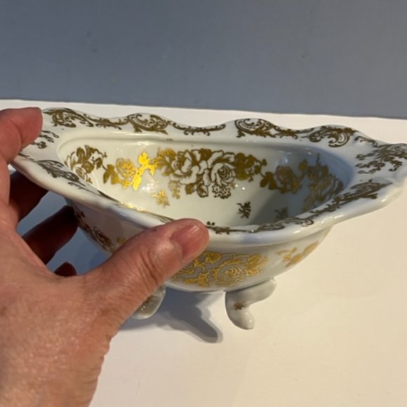 porcelain de France Gold Gild trinket compote candy dish Vintage - Picture 4 of 5